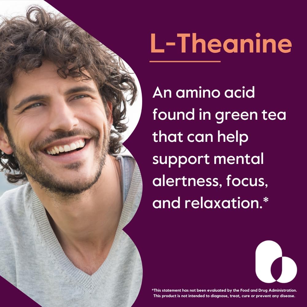 Premium Quality L-Theanine 200mg Capsules - 120 Vegetarian Capsules - Vegan, Non GMO, Gluten Free - No Stearates