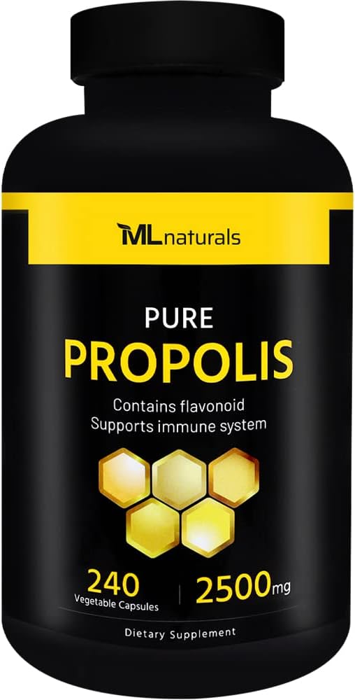 Premium Quality ML Naturals Pure Propolis Extract - 2500 mg, 240 Veg Capsules (8 Months Supply) - High Flavonoid Content