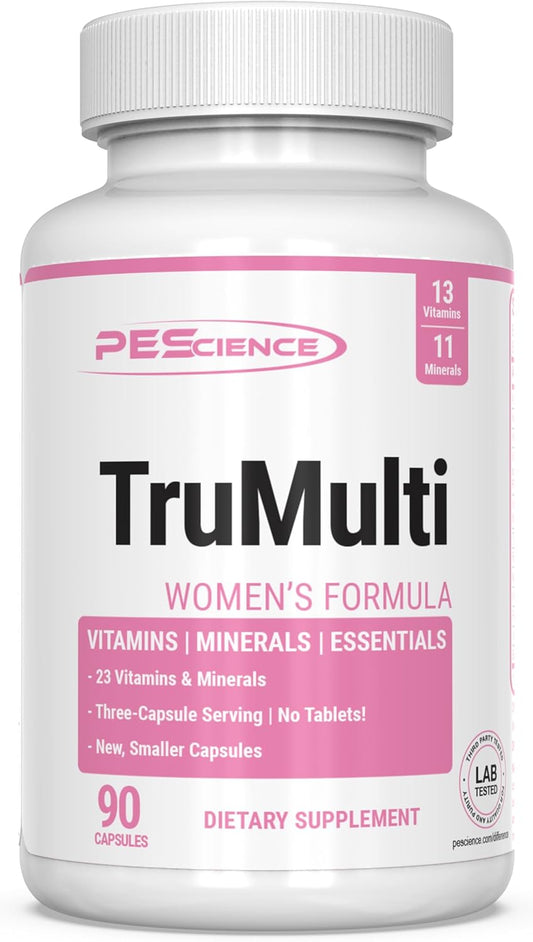 Premium Quality PEScience TruMulti Women's Multivitamin with Vitamin C, D, and Zinc for Immune and Stress Support - 90 Capsules