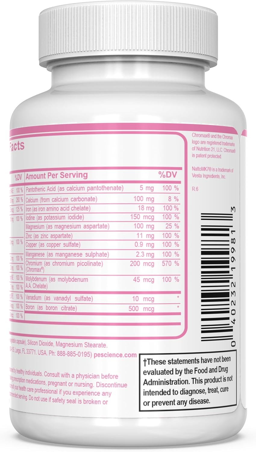 Premium Quality PEScience TruMulti Women's Multivitamin with Vitamin C, D, and Zinc for Immune and Stress Support - 90 Capsules
