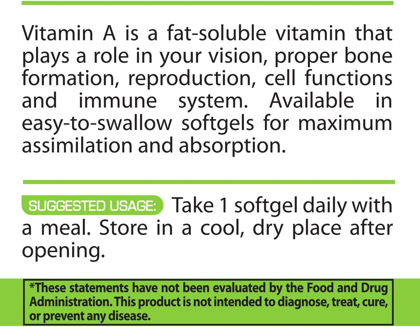 Premium Quality Vitamin A Supplement from Natural Fish Liver Oil - 100 Softgels - 10000 iu - Supports Immune System, Bones, and Vision - Non-GMO - Retinyl Palmitate Capsules