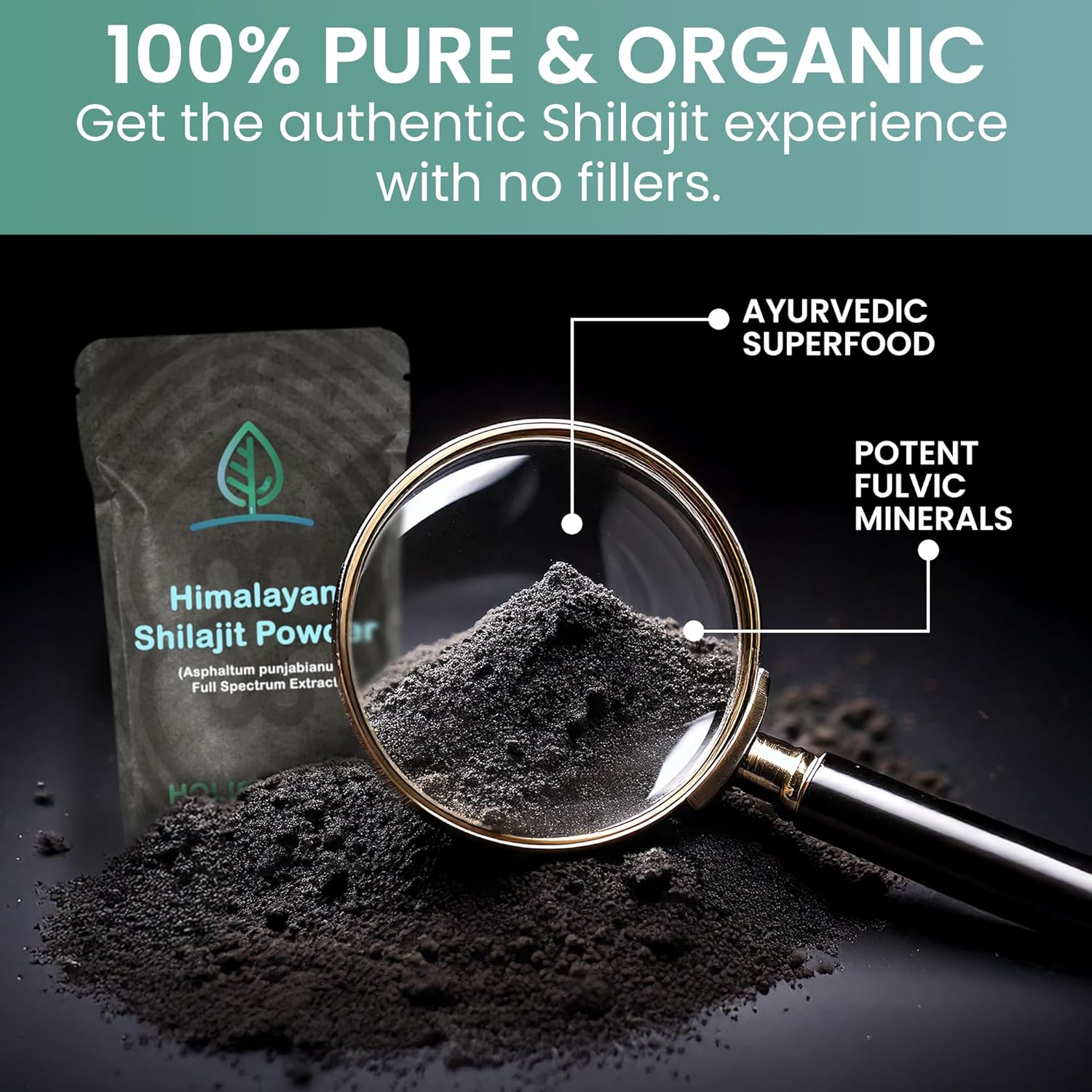Premium Raw Himalayan Shilajit Powder Extract - Rich in Fulvic Acid & Trace Minerals - Holistic Supplement for Energy & Wellness - 25 Servings