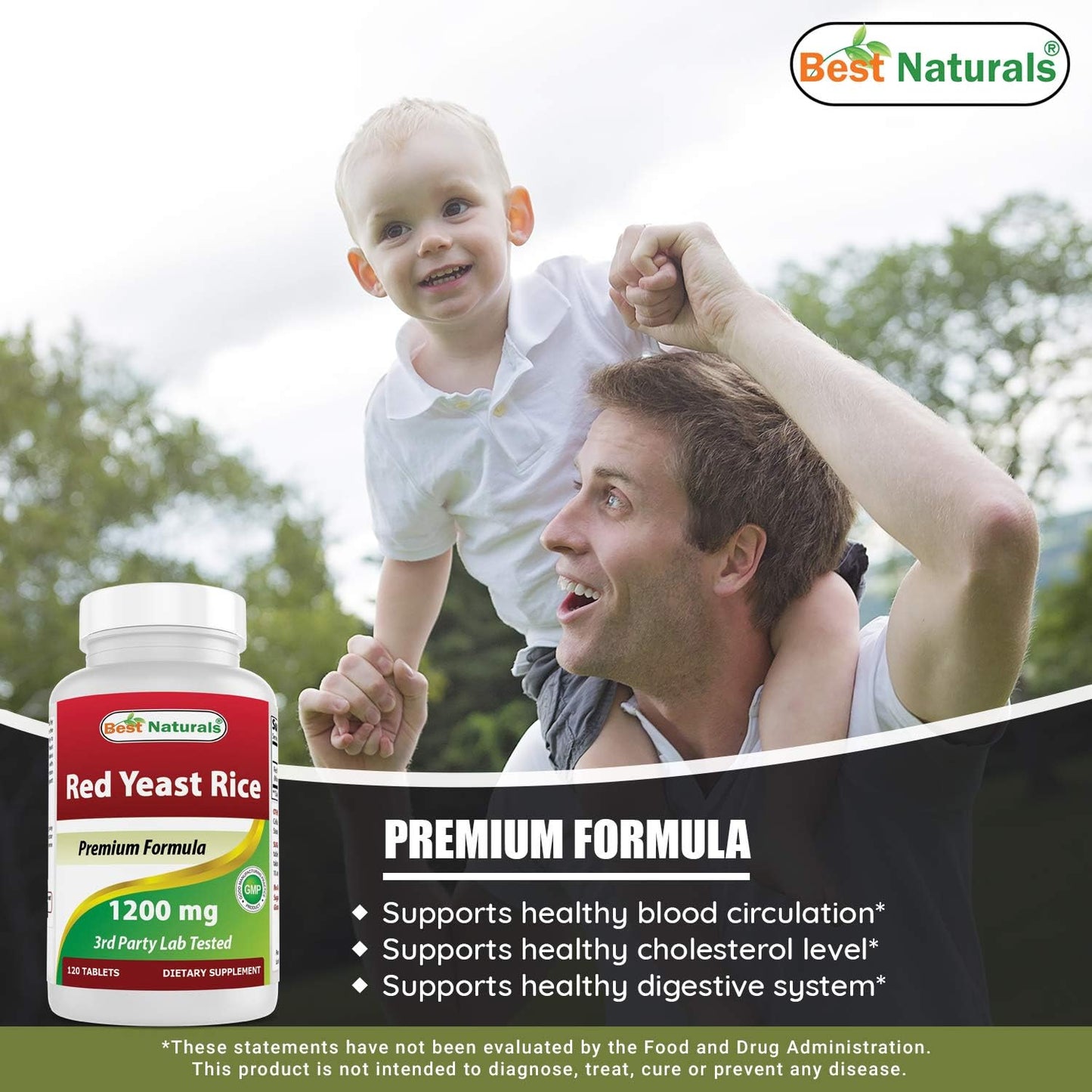 Premium Red Yeast Rice with COQ10 for Heart Health - 1200mg & 100mg Supplements for Cholesterol Support