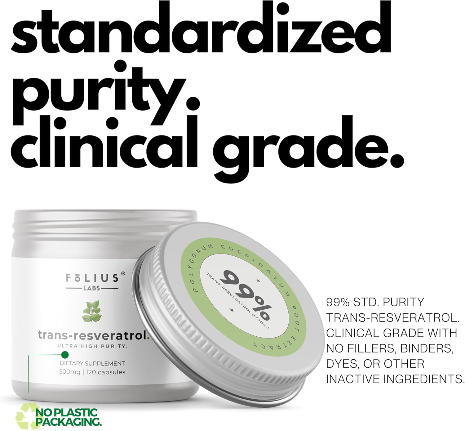 Premium Resveratrol Capsules - 99% Trans-Resveratrol - Japanese Knotweed Extract - Immune & Anti-Aging Support - 120 Capsules