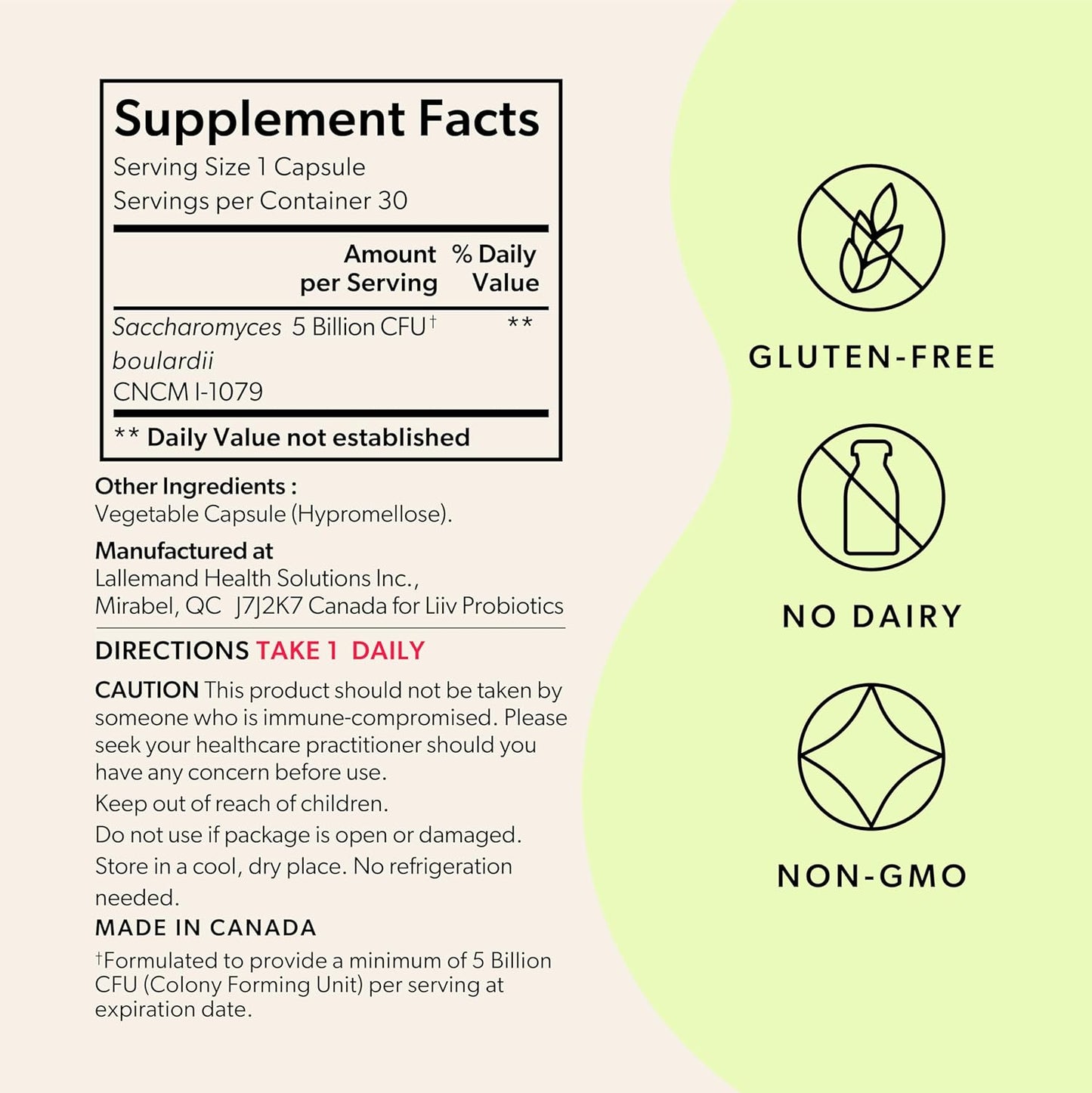 Premium S. boulardii Probiotic Capsules for Digestive & Immune Health - 5 Billion CFUs, Supports Healthy Microbiome Balance, Vegetarian - 30 Caps