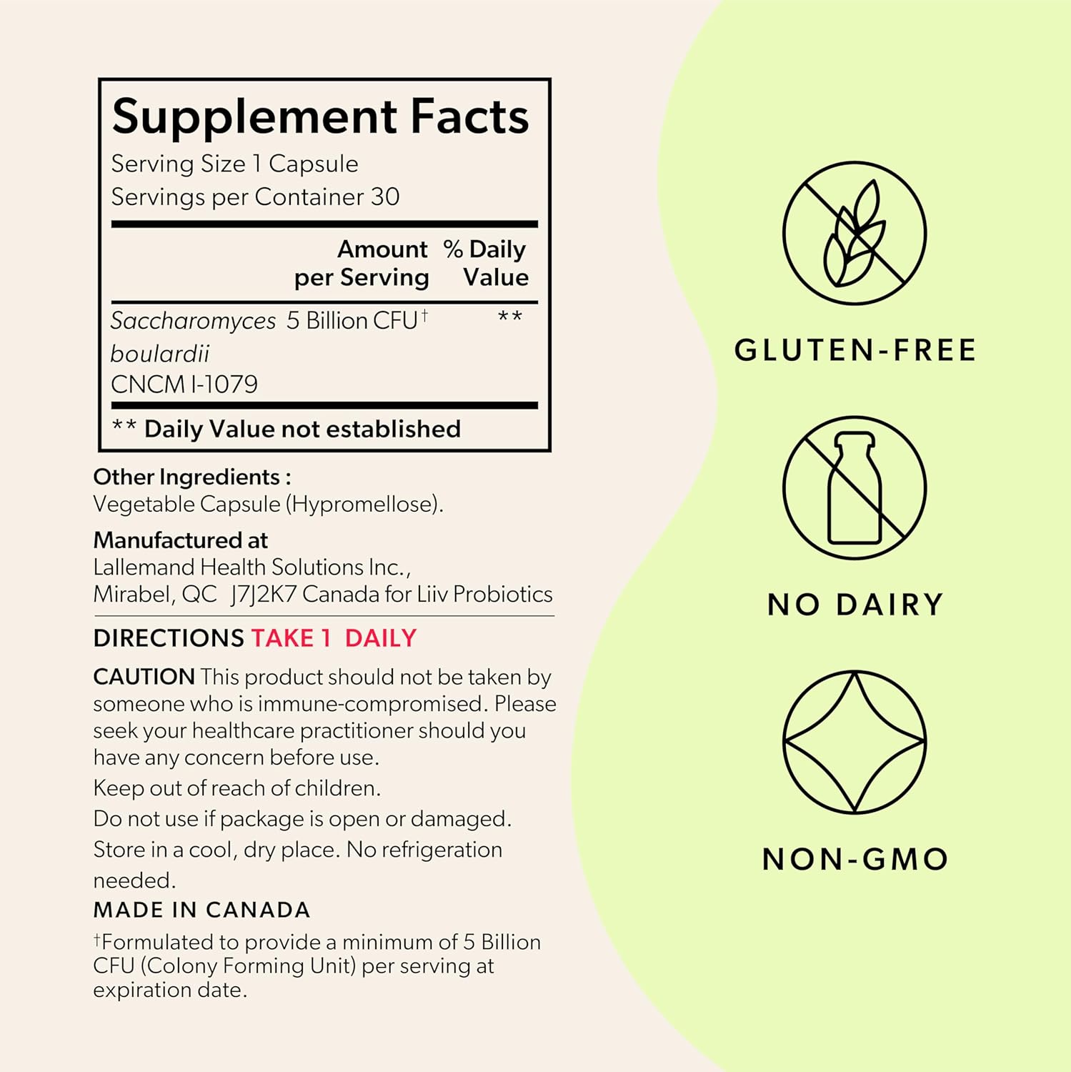 Premium S. boulardii Probiotic Capsules for Digestive & Immune Health - 5 Billion CFUs, Supports Healthy Microbiome Balance, Vegetarian - 30 Caps