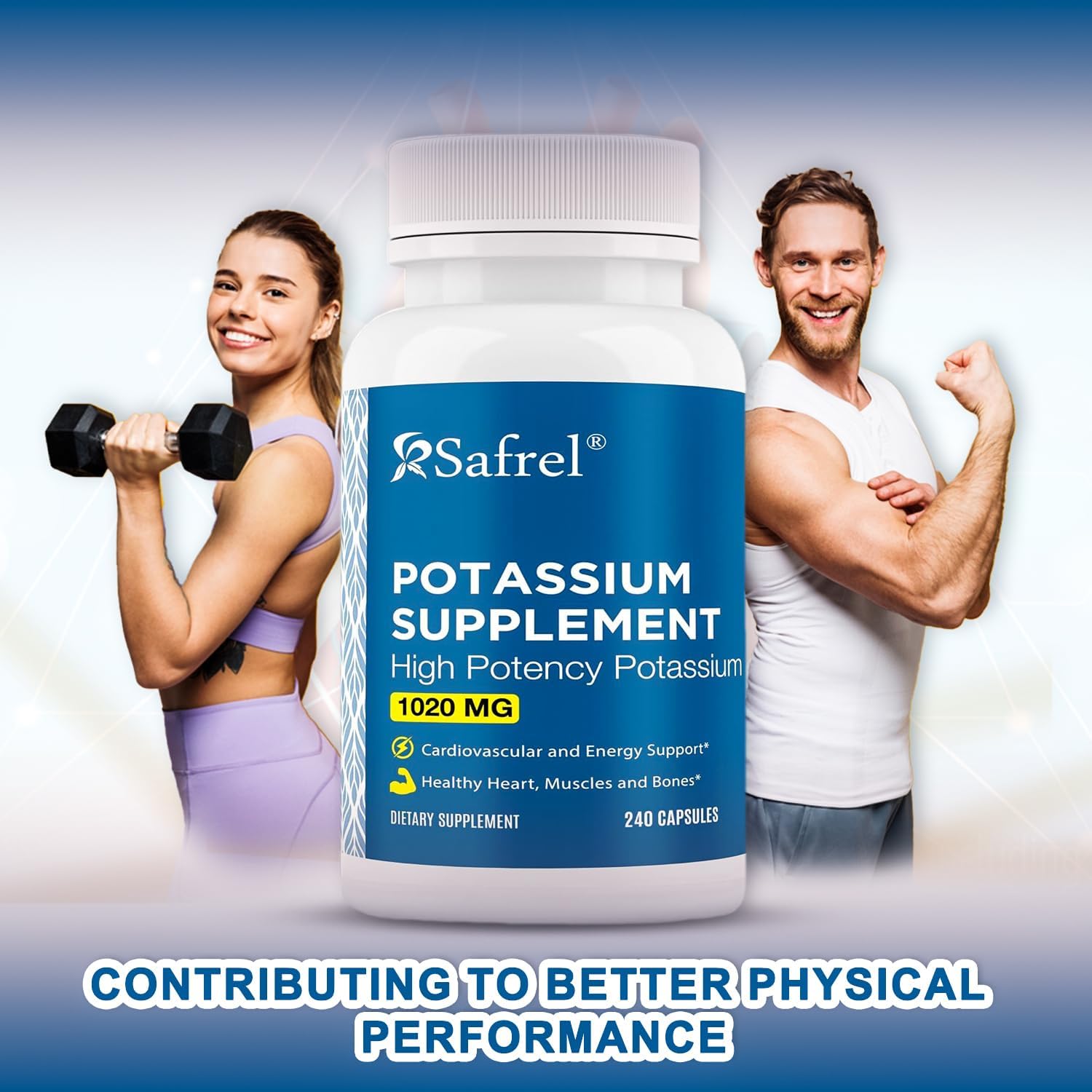 Premium Safrel Potassium Supplement 1020mg - 240 Vegetarian Capsules (Non-GMO, Gluten-Free) - Made in USA - 120 Servings