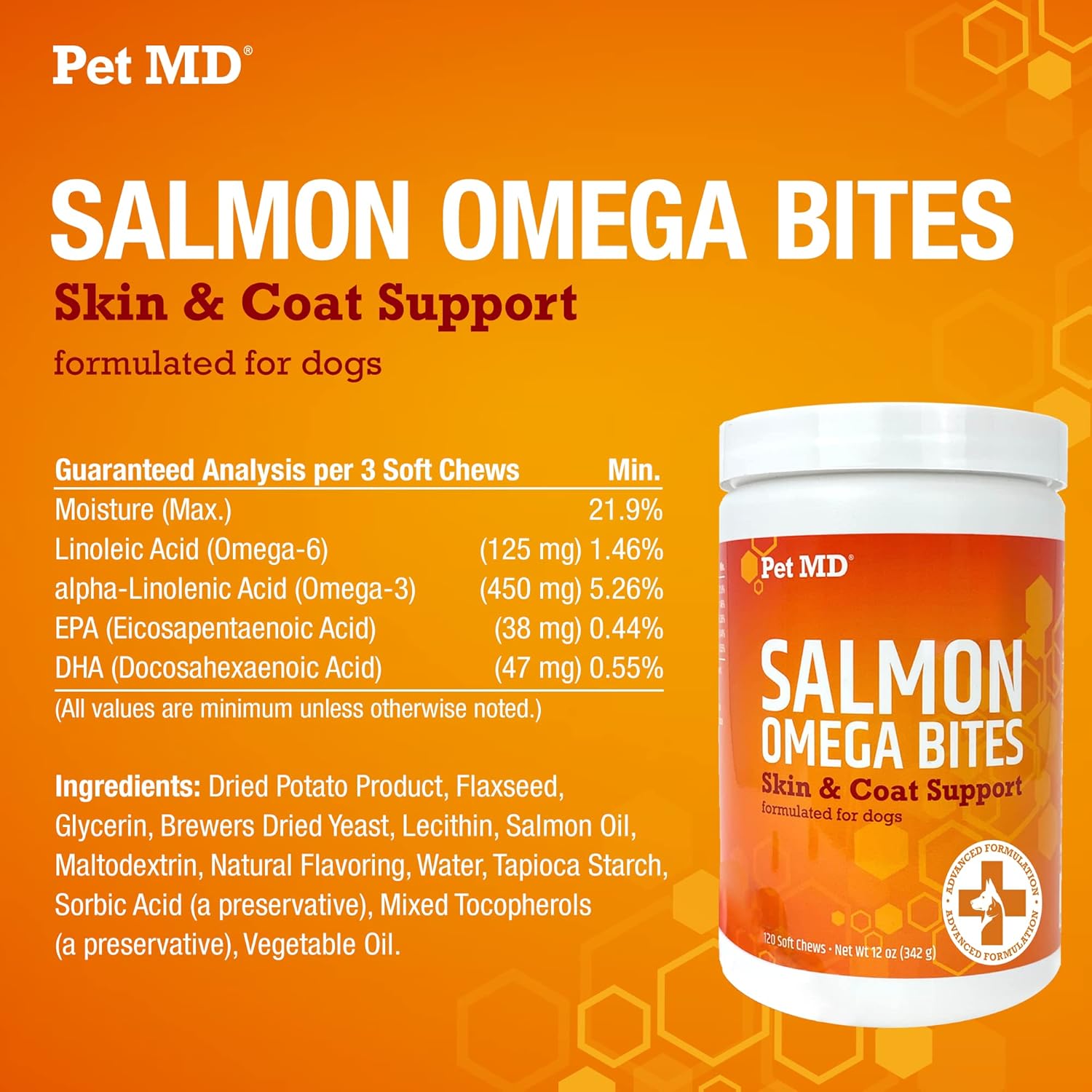 Premium Salmon Oil Soft Chews for Dogs - Omega 3 & 6, EPA & DHA, Allergy Relief - 120 Count