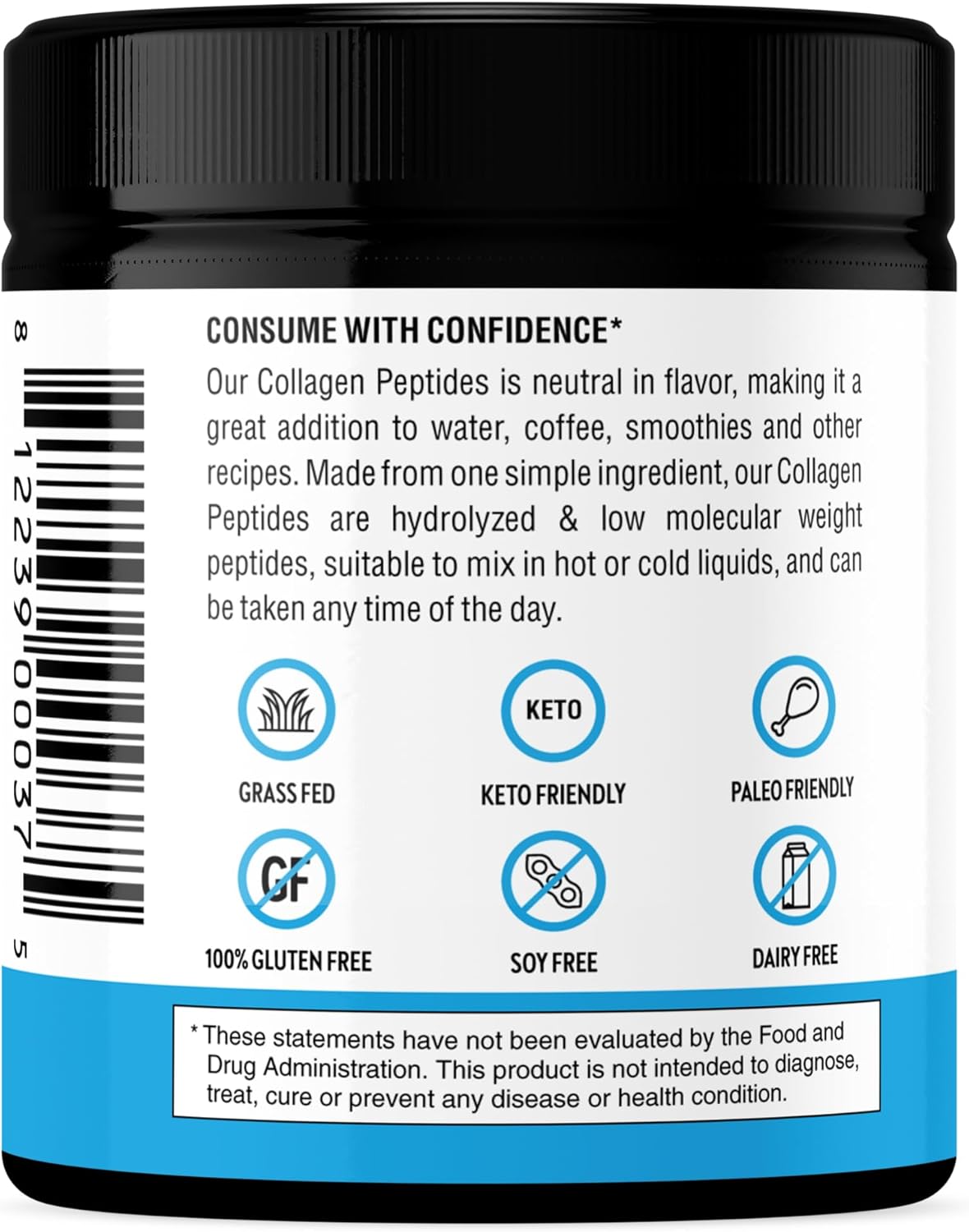 Premium Sandhu's Grass-Fed Collagen Peptides Powder 4.9 oz - Unflavored Hydrolyzed Bovine Collagen for Skin, Hair, Nails, Joints, Bones - Made in USA