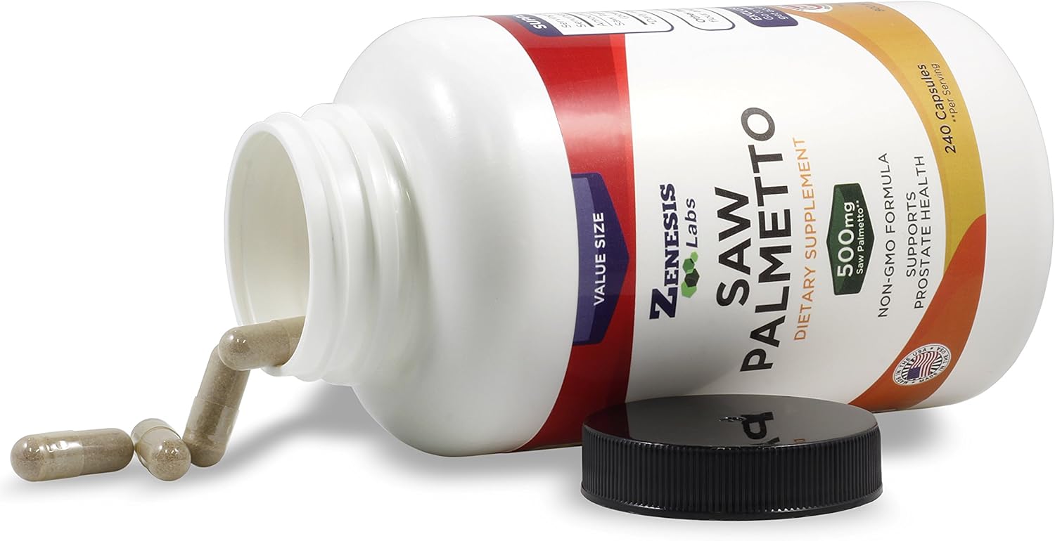 Premium Saw Palmetto Extract Capsules - 240 Count - 500mg per Capsule - Extra Strength Formula with Double the Capsules