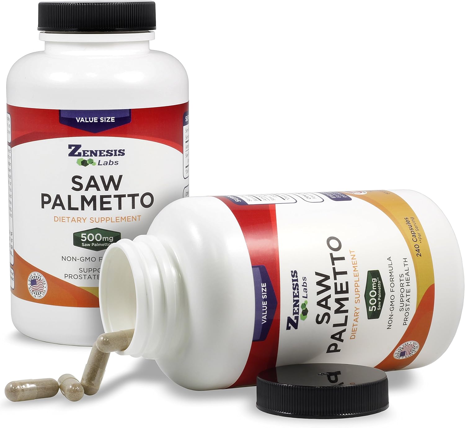 Premium Saw Palmetto Extract Capsules - 240 Count - 500mg per Capsule - Extra Strength Formula with Double the Capsules