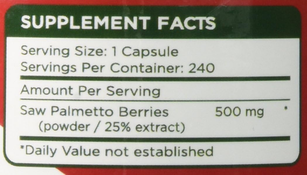Premium Saw Palmetto Extract Capsules - 240 Count - 500mg per Capsule - Extra Strength Formula with Double the Capsules