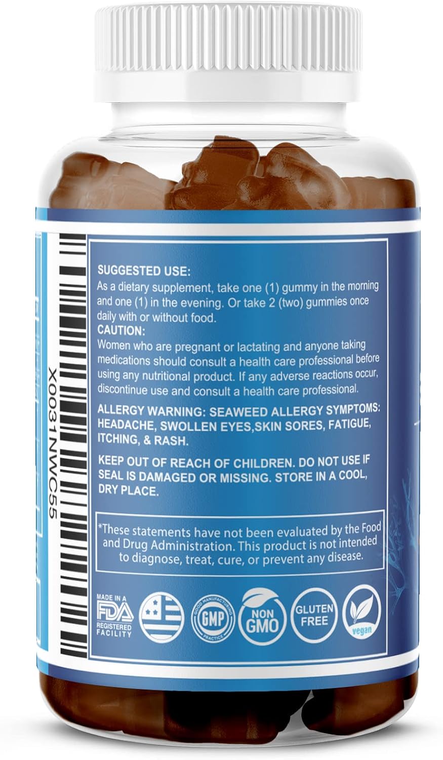 Premium Sea Moss Gummies with Irish Sea Moss, Burdock Root, and Bladderwrack - Raw Alkaline Supplement by O NUTRITIONS