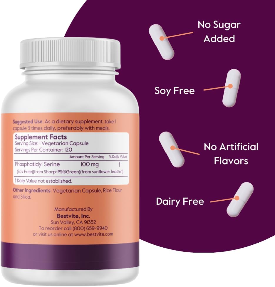 Premium Sharp-PS® Green Phosphatidylserine 100mg (240 Veg Caps) x2 - Clinically Tested, Soy Free, Gluten Free, Vegan