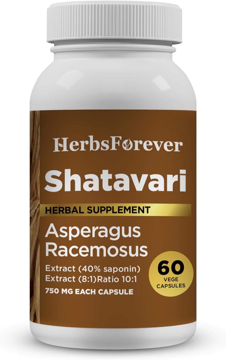 Premium Shatavari Capsules - 750mg High-Potency Supplement with 40% Saponins - 60 Vegetarian Capsules for Herbal Wellness & Balance Support