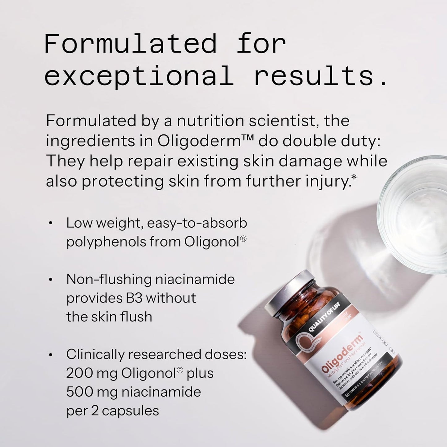 Premium Skin Support Supplement with Oligonol and Niacinamide for Improved Quality of Life - 60 Capsules