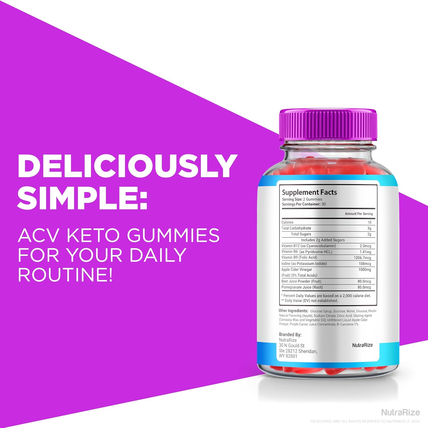 Premium Slim Aura Keto ACV Gummies (2 Pack) for Weight Loss - Natural Apple Cider Vinegar Gummy with Keto Formula - 120 Gummies