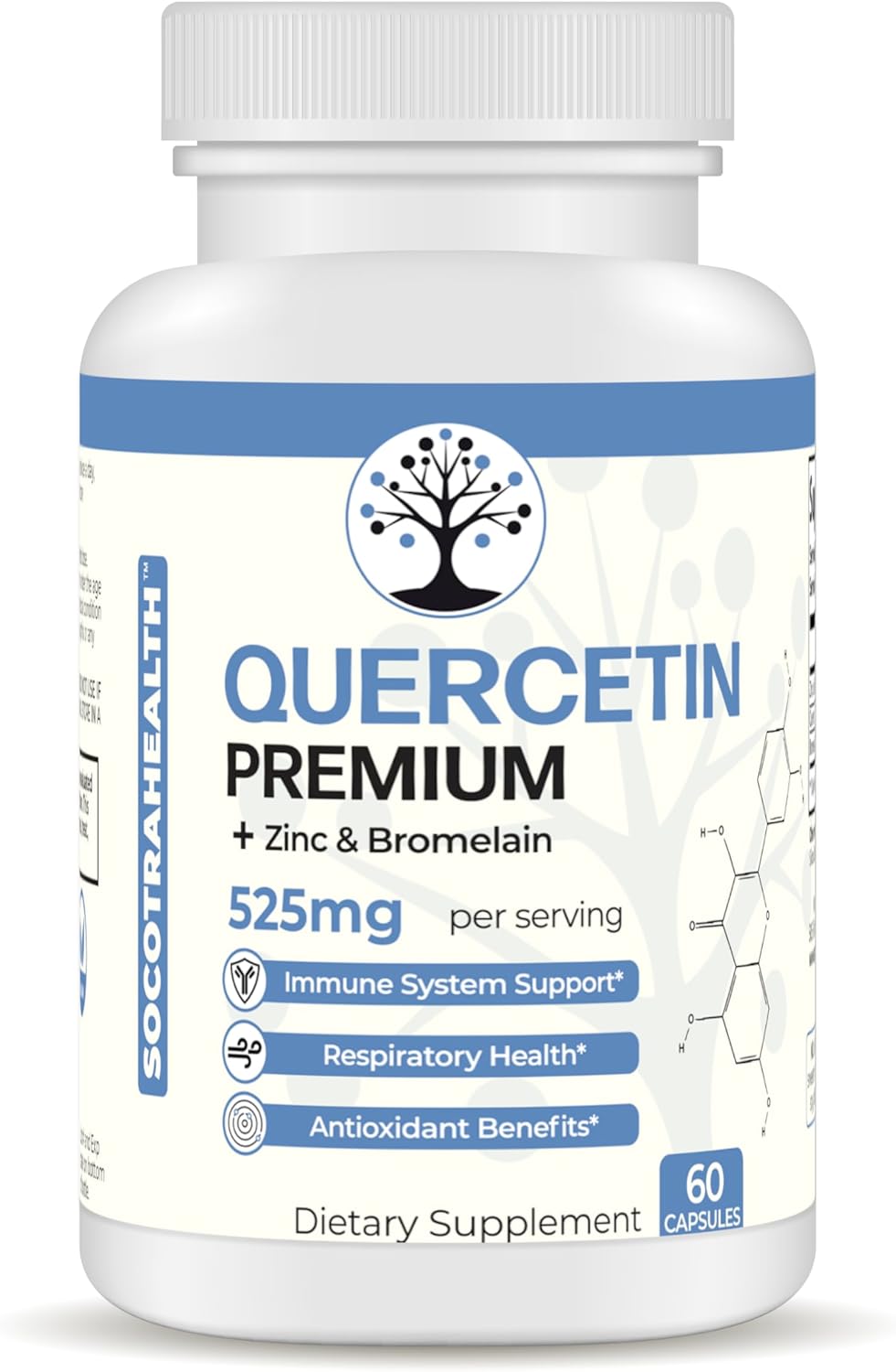Premium Socotra Health Quercetin with Zinc and Bromelain - Immune and Respiratory Support - Antioxidant Benefits - Non-GMO, Gluten-Free - 60 Vegan Capsules