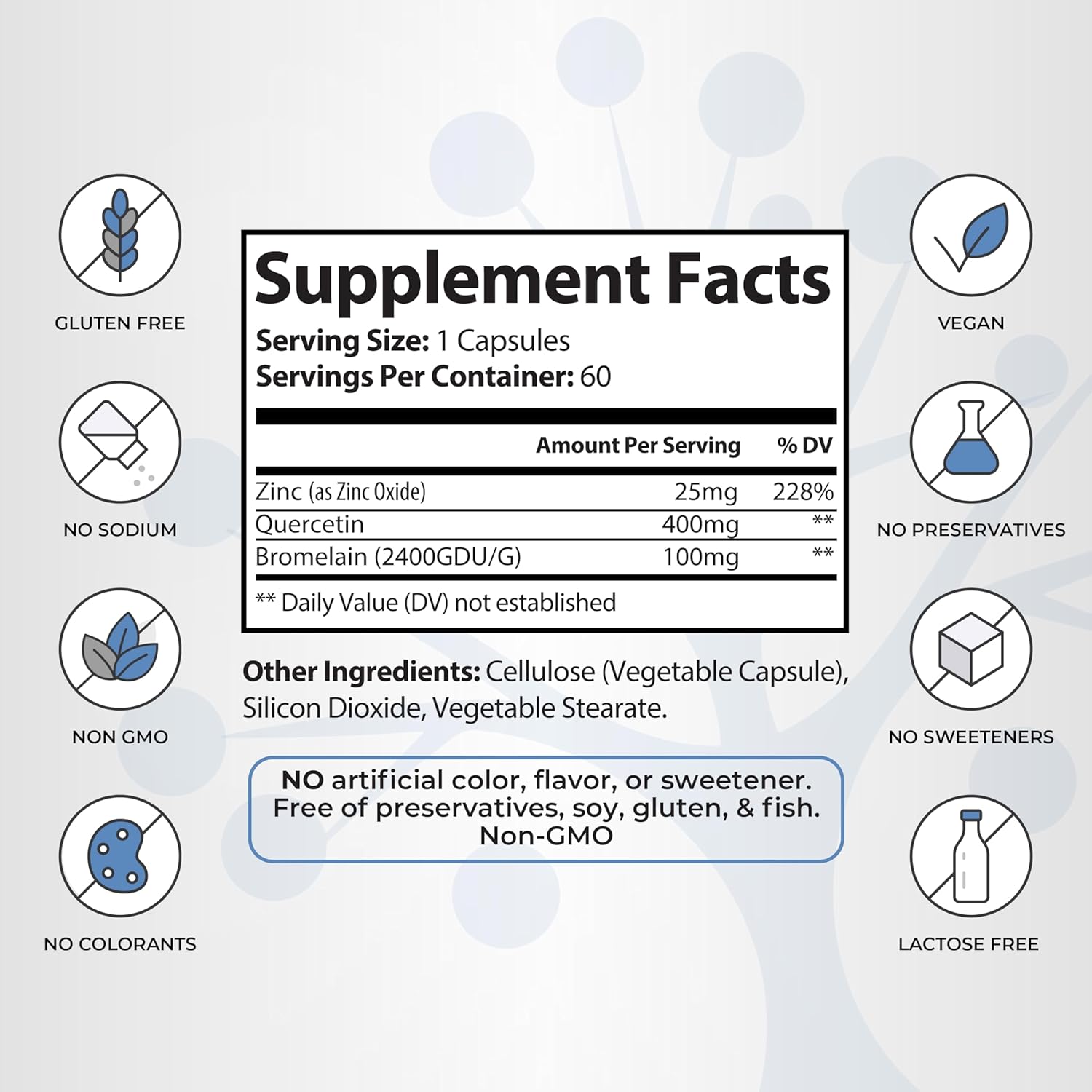 Premium Socotra Health Quercetin with Zinc and Bromelain - Immune and Respiratory Support - Antioxidant Benefits - Non-GMO, Gluten-Free - 60 Vegan Capsules