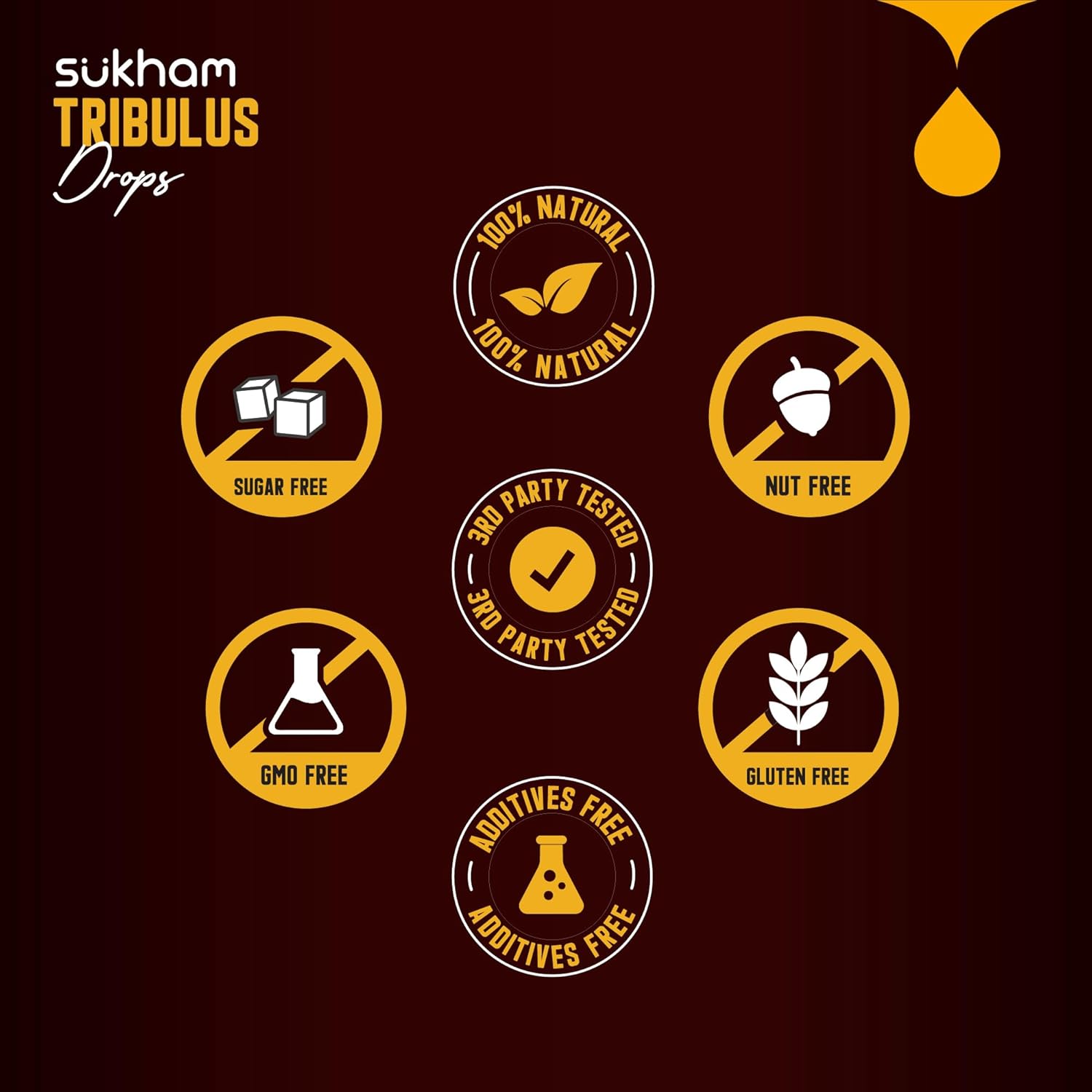 Premium Sukham Tribulus Terrestris Liquid Extract - 3rd Party Tested - Boost Recovery & Performance - Alcohol-Free - 1 FL.OZ