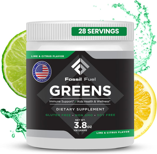 Premium Superfood Fossil Fuel Super Greens Powder - 40+ Organic Nutrients for Energy, Gut Health, and Detox Cleanse - Wheatgrass, Spirulina, Kale - 28 Servings - BoostGo Australia