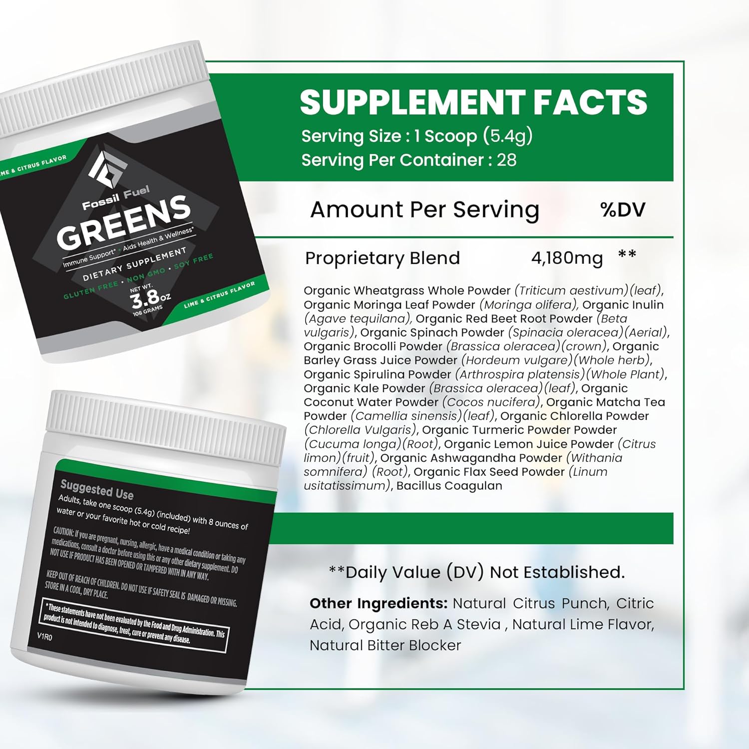 Premium Superfood Fossil Fuel Super Greens Powder - 40+ Organic Nutrients for Energy, Gut Health, and Detox Cleanse - Wheatgrass, Spirulina, Kale - 28 Servings - BoostGo Australia
