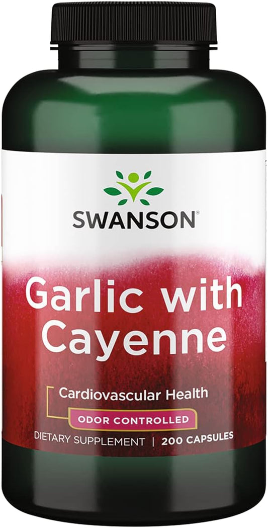 Premium Swanson Garlic and Cayenne Blend in 200 Capsules