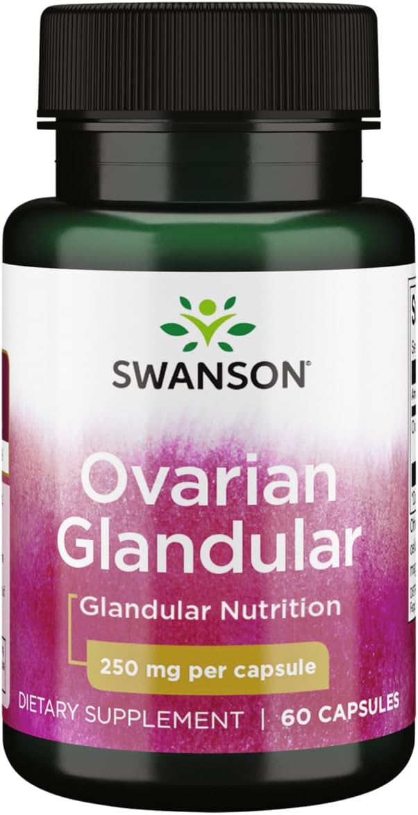 Premium Swanson Ovarian Glandular Supplement for Women's Health - 60 Capsules, 250mg - Bovine Tissue Support for Hormonal Balance