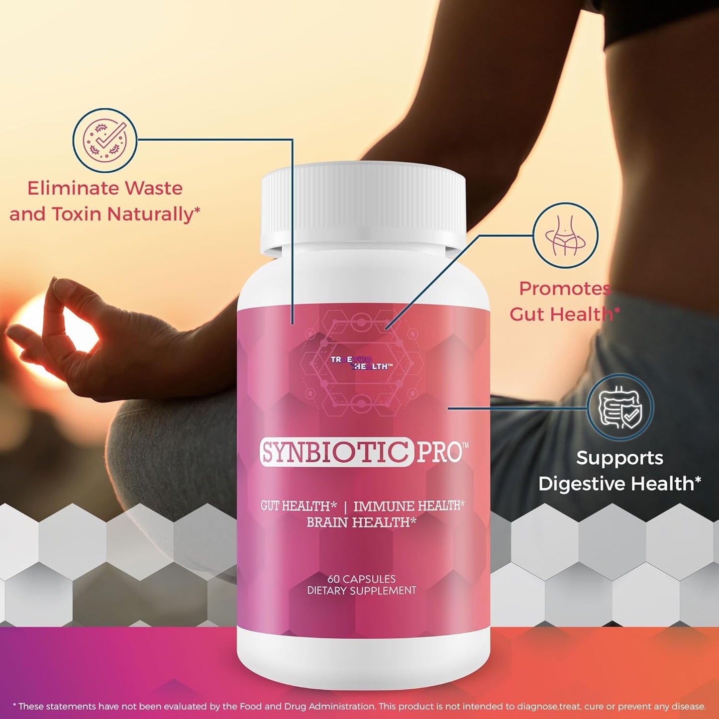 Premium Synbiotic Probiotic & Prebiotic Blend for Gut Health & Immune Support - True You Health Synbiotic Pro