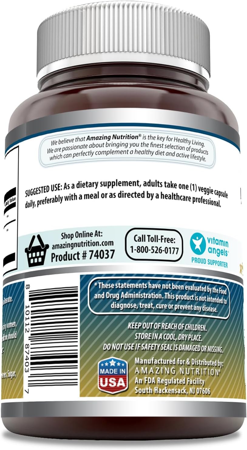 Premium Taurine with Bioperine Supplement - 1000 Mg Per Serving - 100 Veggie Capsules - Non-GMO - Gluten Free - Made in USA by Amazing Nutrition