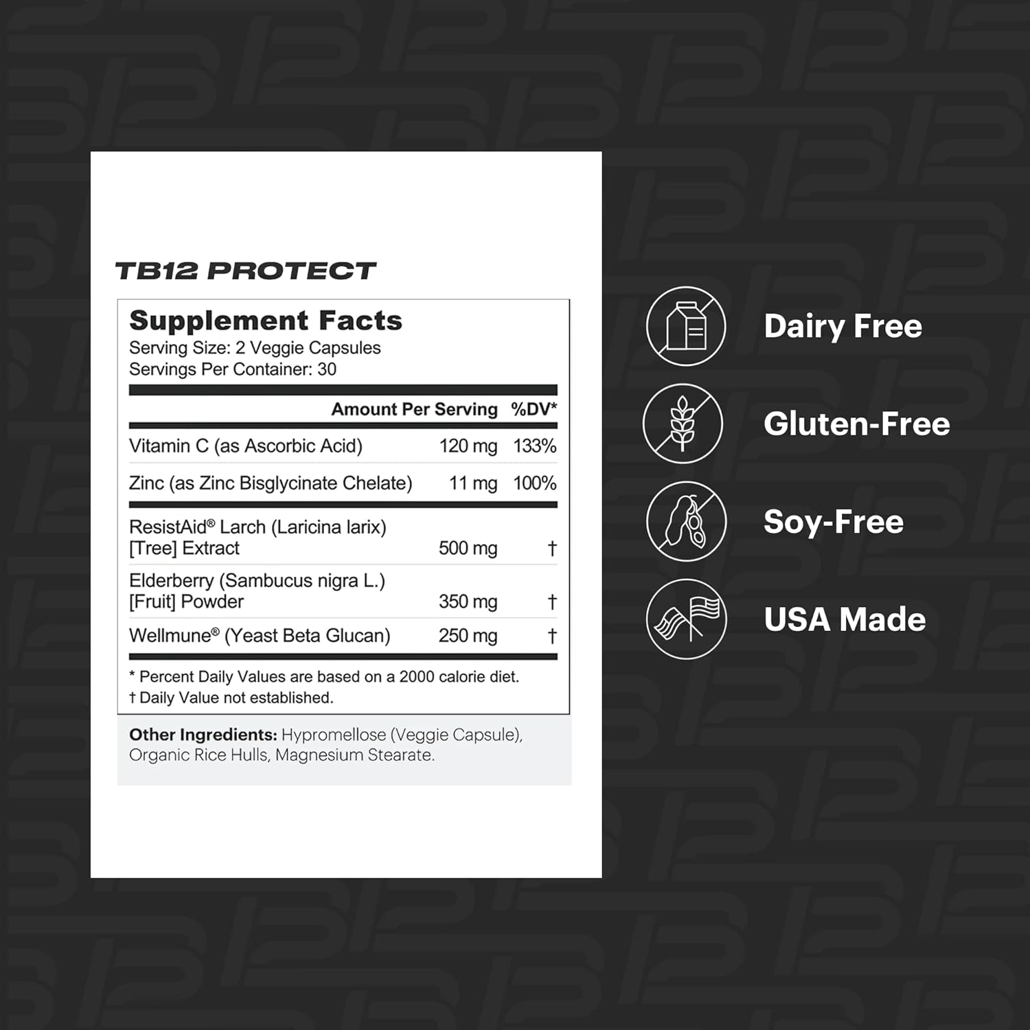 Premium TB12 Protect Immune Support Supplement with Zinc, Vitamin C, and Elderberry - Boost Energy and Immune System with 5 in 1 Formula