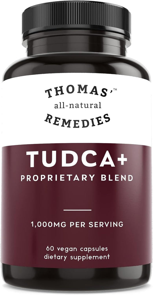 Premium Thomas' All-Natural Tudca Liver Support Supplement - 60 Capsules (500mg) - Vegan, Non-GMO, No Fillers - Tauroursodeoxycholic Acid - 1000mg Per Serving
