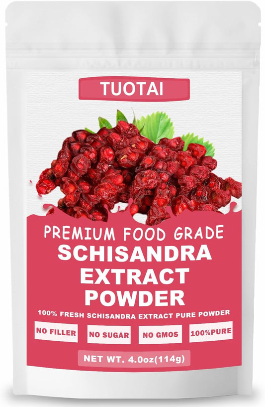 Premium TUOTAI Schisandra Extract Powder 10:1 - 100% Natural, GMO-Free, Additive-Free, Vegan Friendly