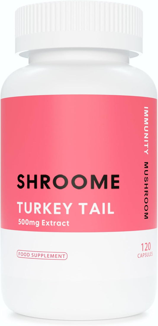 Premium Turkey Tail Mushroom Capsules | 120 Capsules | High Strength Beta Glucans | Vegan Supplement | 100% Fruiting Bodies | No Additives