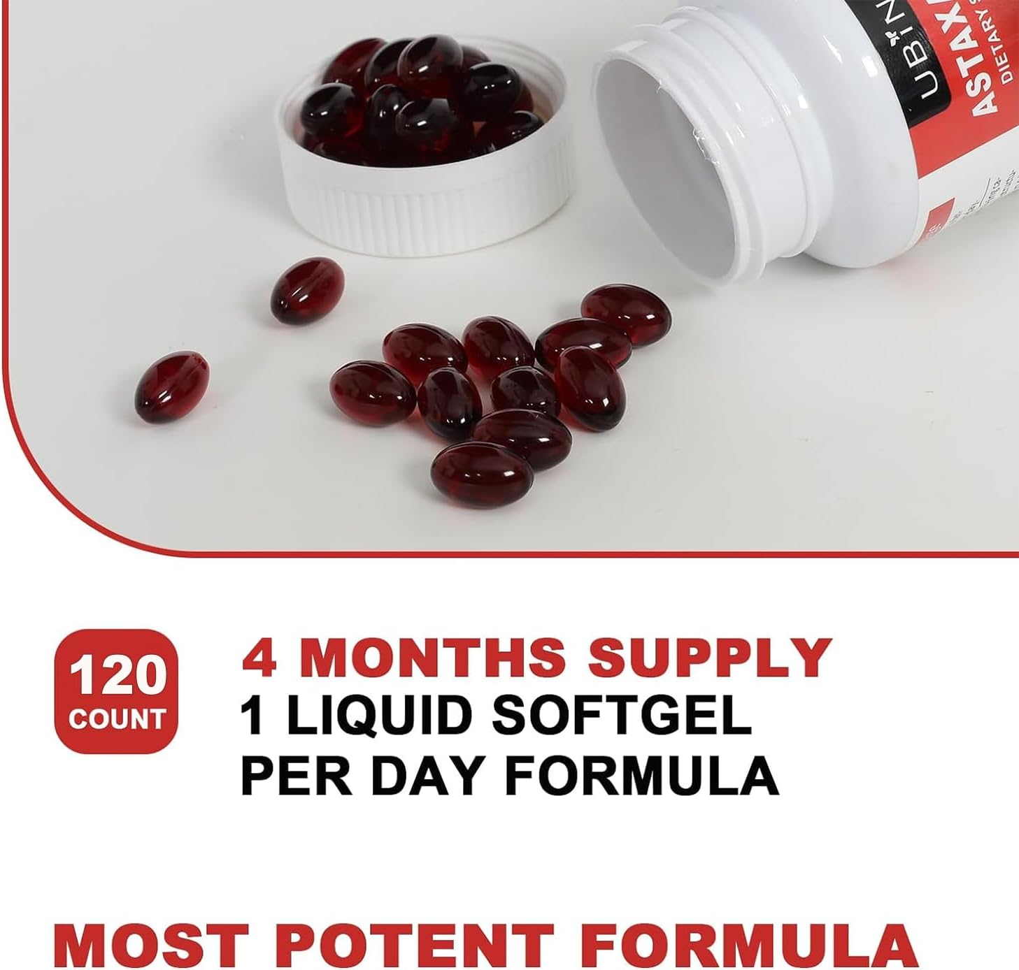 Premium Ubiney Astaxanthin Softgels - 12mg, 120 Servings - Immune, Skin, Eye & Joint Health Support - Non-GMO, Gluten-Free Supplement