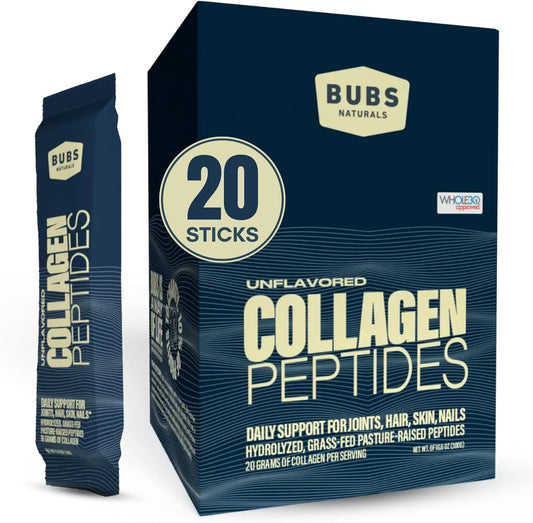 Premium Unflavored Collagen Peptides Powder for Healthy Joints & Skin - Grass-Fed, Non-GMO, Paleo & Keto Friendly - 20 Stick Packs
