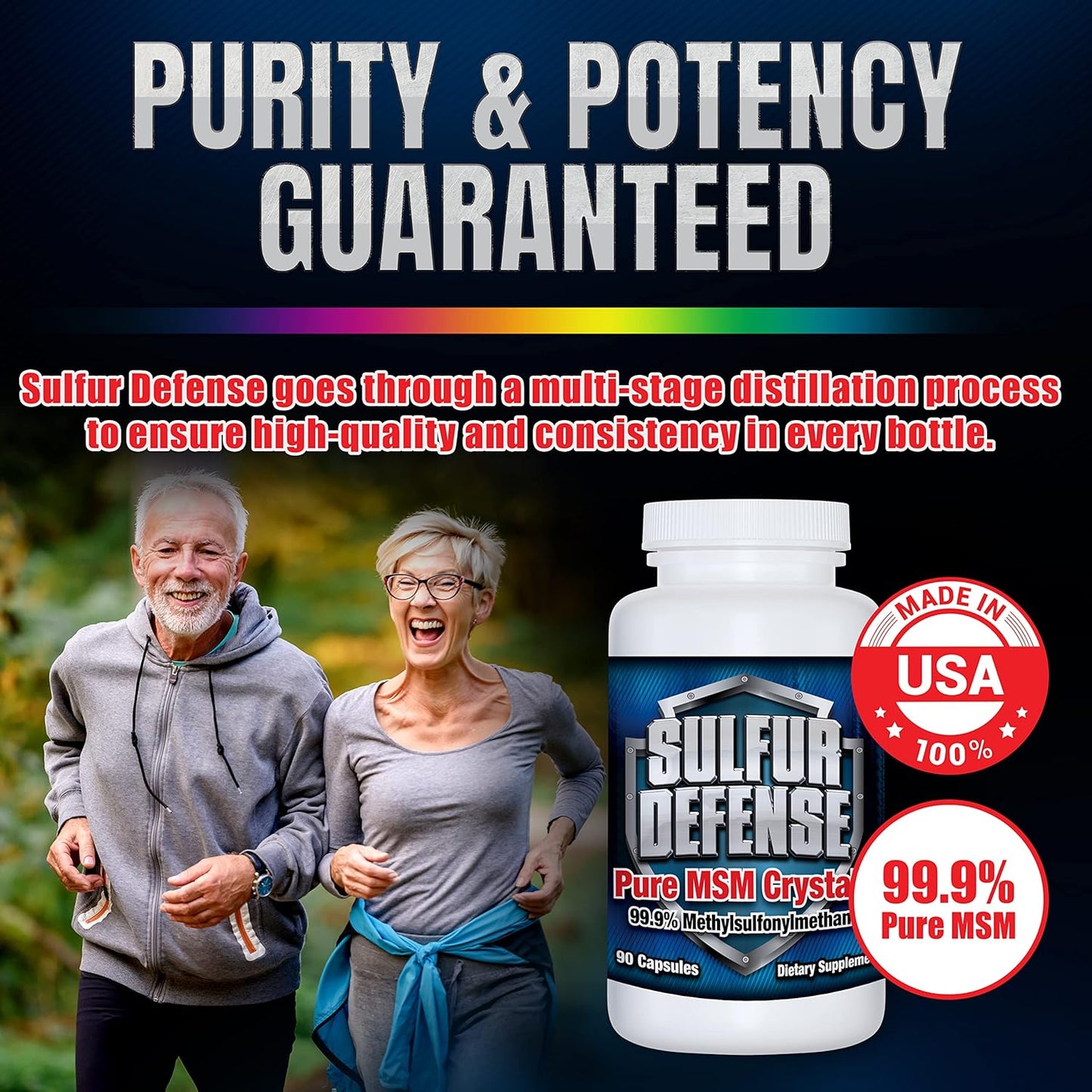 Premium USA-Made 99.9% Pure MSM Powder Capsules for Joint Pain Relief, Immune Support, Hair, Skin, Nails - Organic Opti-MSM Supplement, Non-GMO, Gluten-Free - 270 Capsules