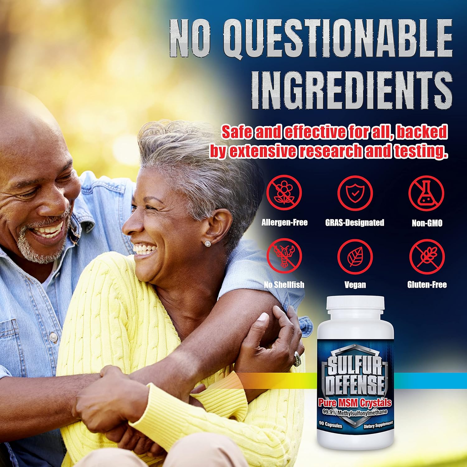 Premium USA-Made 99.9% Pure MSM Powder Capsules for Joint Pain Relief, Immune Support, Hair, Skin, Nails - Organic Opti-MSM Supplement, Non-GMO, Gluten-Free - 270 Capsules