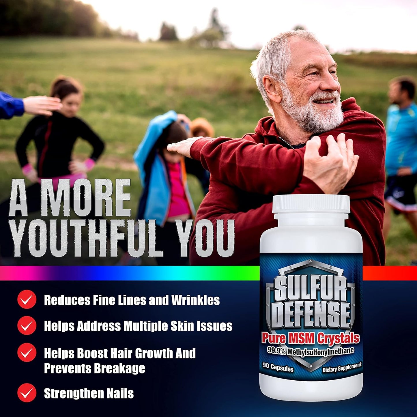 Premium USA-Made 99.9% Pure MSM Powder Capsules for Joint Pain Relief, Immune Support, Hair, Skin, Nails - Organic Opti-MSM Supplement, Non-GMO, Gluten-Free - 270 Capsules