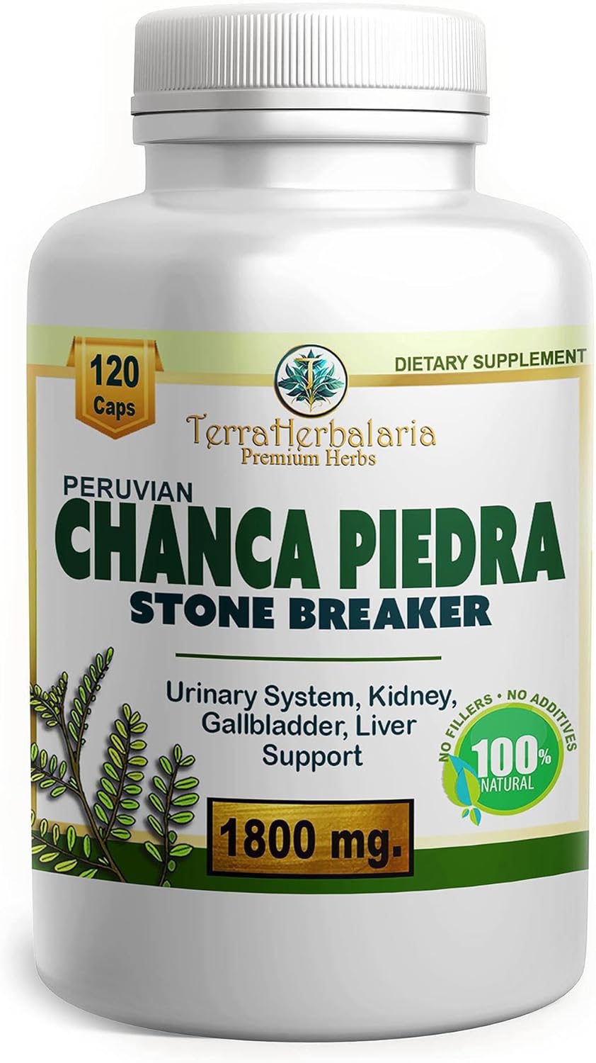 Premium USA-Made Chanca Piedra Stone Breaker Capsules - 1800mg Stone Dissolver Crusher for Kidney & Gallbladder Support - Liver Flush & Support - 120 Vegetarian Soft Capsules
