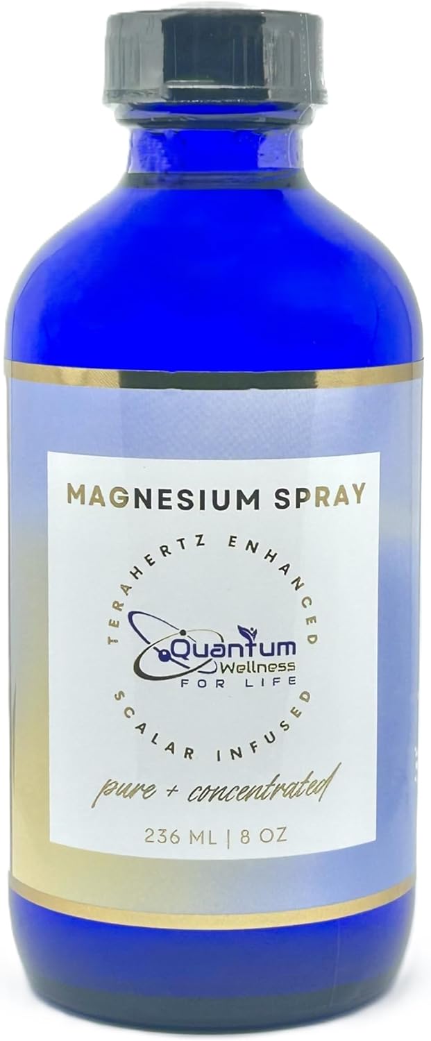 Premium USA-Made Quantum Wellness for Life Magnesium Spray Refill - Scalar Energy Infused - Pure Organic Formula - Glass Packaging - 8 oz