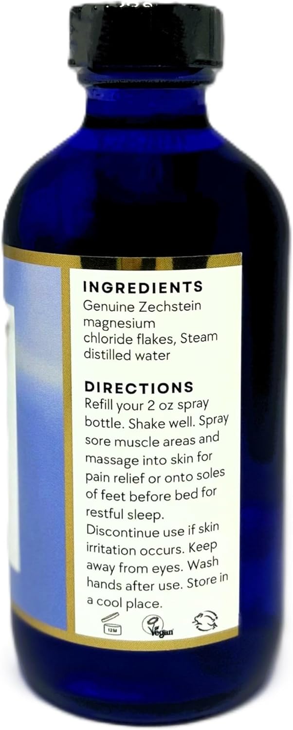 Premium USA-Made Quantum Wellness for Life Magnesium Spray Refill - Scalar Energy Infused - Pure Organic Formula - Glass Packaging - 8 oz