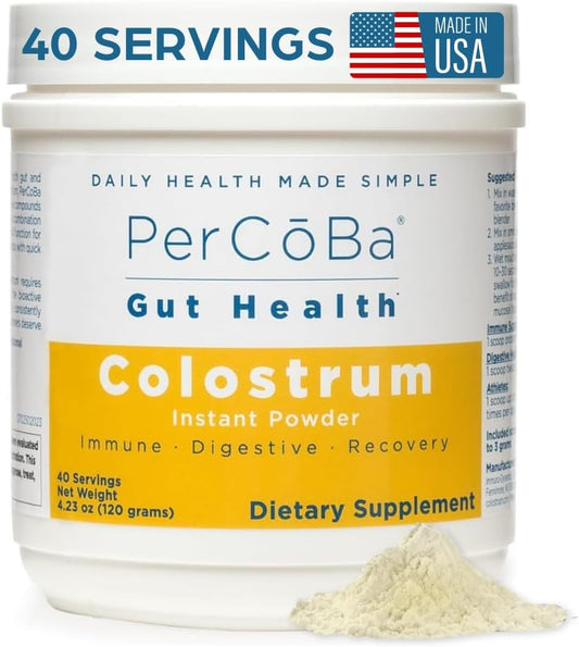 Premium USA-Made Unflavored Bovine Colostrum Powder for Gut Health, Hair Growth, Muscle Recovery - Non-GMO, Gluten Free - 120g per Serving