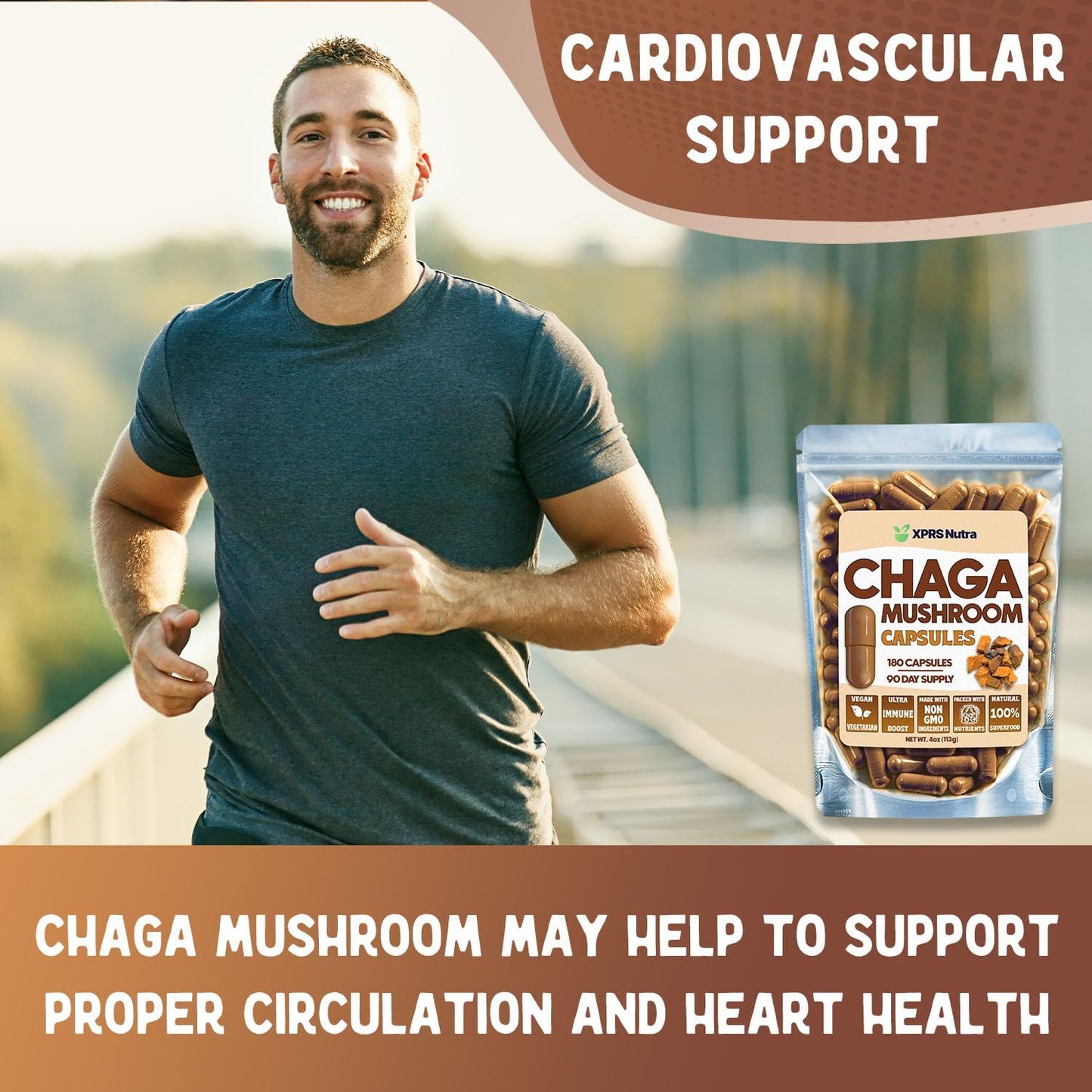 Premium USDA Chaga Mushroom Capsules for Immunity Boost - Vegan Friendly Superfood for Chaga Tea - 180 Count
