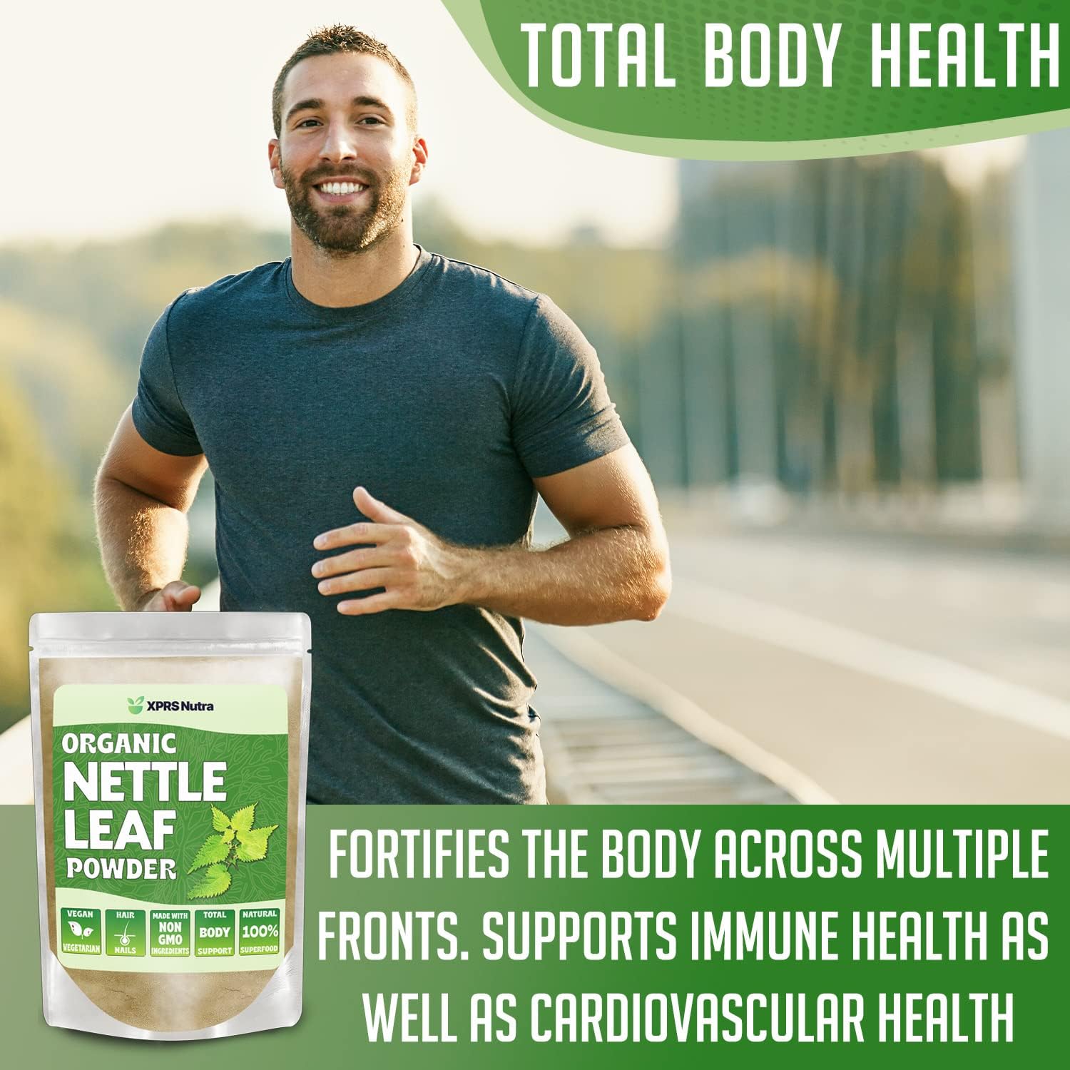 Premium USDA Organic Nettle Leaf Powder for Hair and Nails - Vegan Energy Boosting Formula (4 oz)