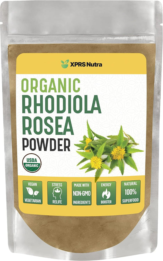 Premium USDA Organic Rhodiola Rosea Powder for Cognitive Support and Relaxation - Vegan Energy Boost (4 oz) by XPRS Nutra