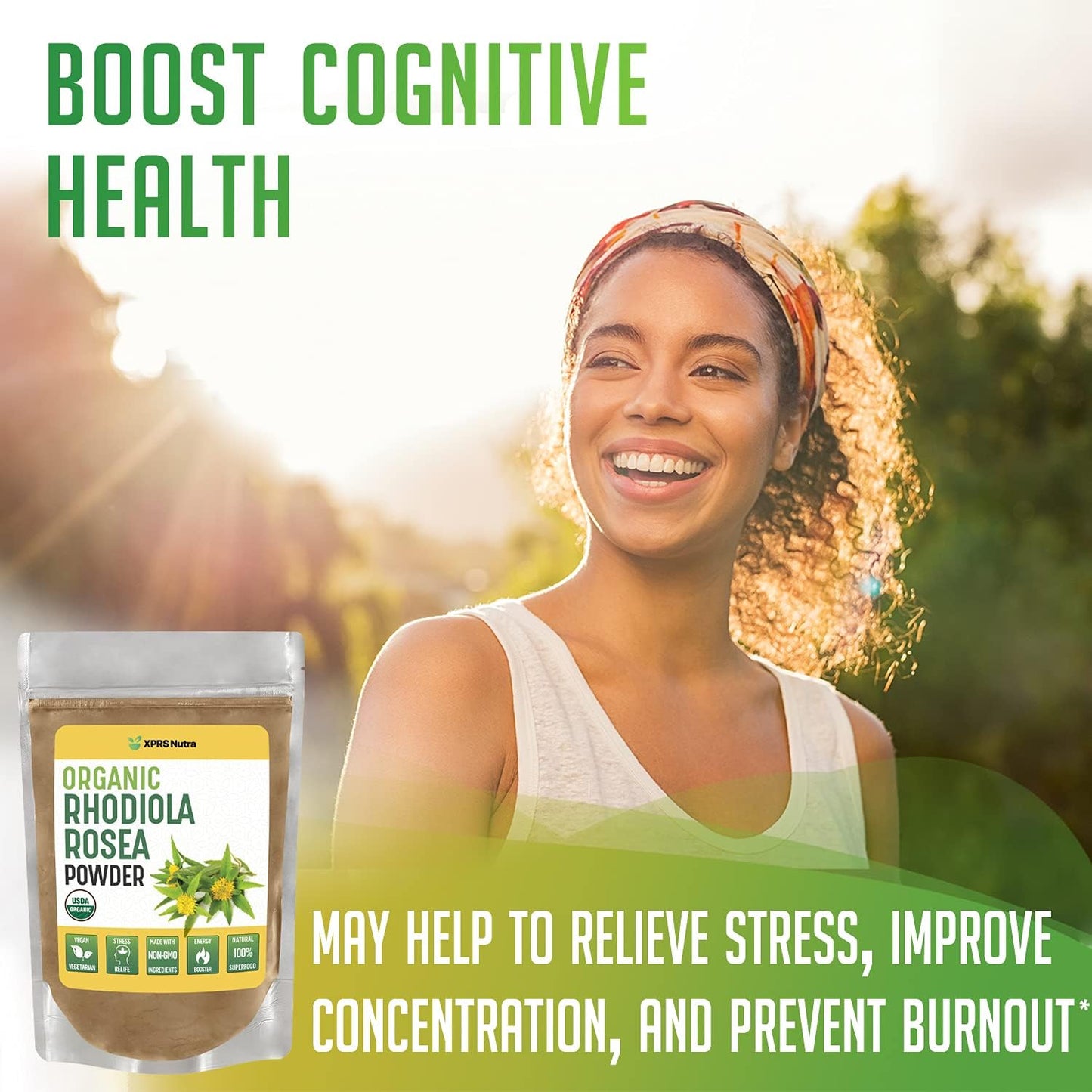 Premium USDA Organic Rhodiola Rosea Powder for Cognitive Support and Relaxation - Vegan Energy Boost (4 oz) by XPRS Nutra