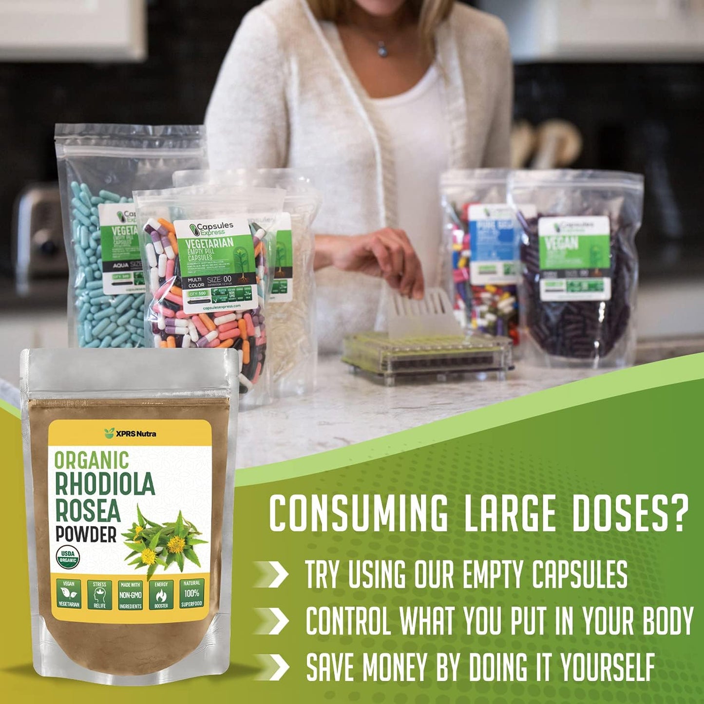 Premium USDA Organic Rhodiola Rosea Powder for Cognition and Relaxation - Vegan-Friendly Energy Booster - 1 oz by XPRS Nutra