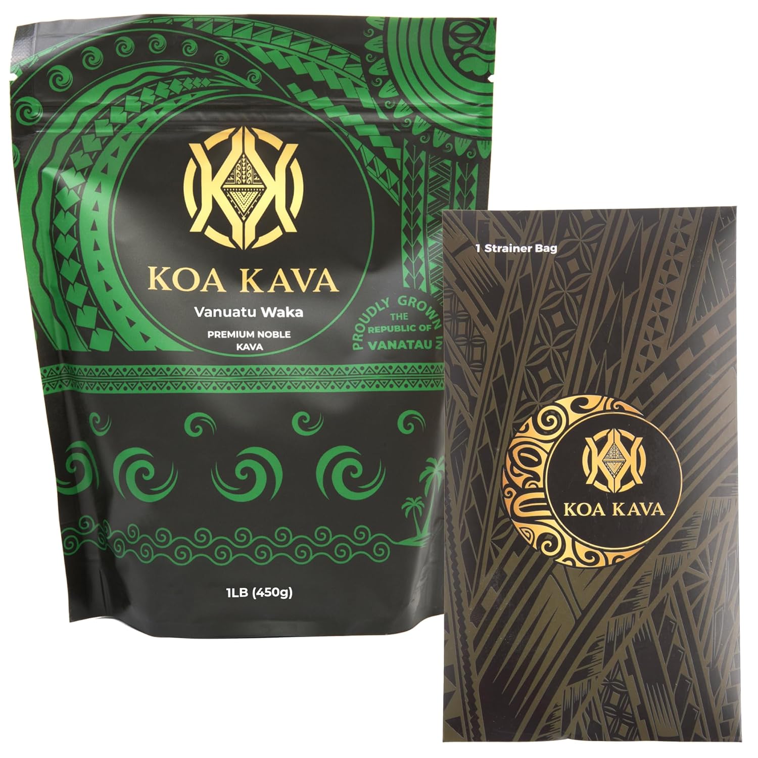 Premium Vanuatu Waka Kava 1 Pound with Kava Strainer - High-Quality Koa Kava