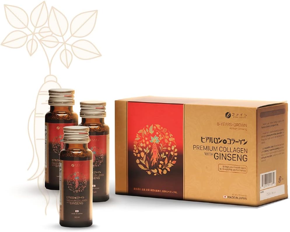 Premium Vegan Collagen & Ginseng Liquid Supplement for Healthy Aging - Hydrating Anti-Aging Serum with Peptides for Women - Fine Japan Anti-Wrinkles Liquid Collagen
